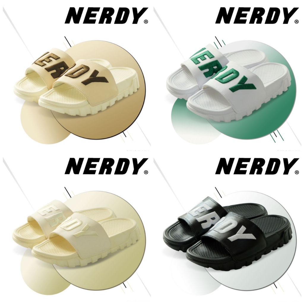 Dép Nerdy quai ngang đế cao, dép quai Thêu nam nữ Nerdy - Covernat C độn đế full box