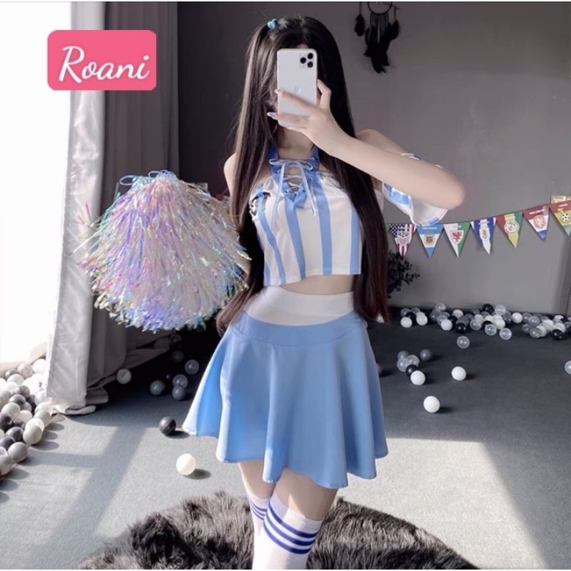 Váy cosplay cổ vũ bóng đá trễ vai đồ ngủ quyến rũ
