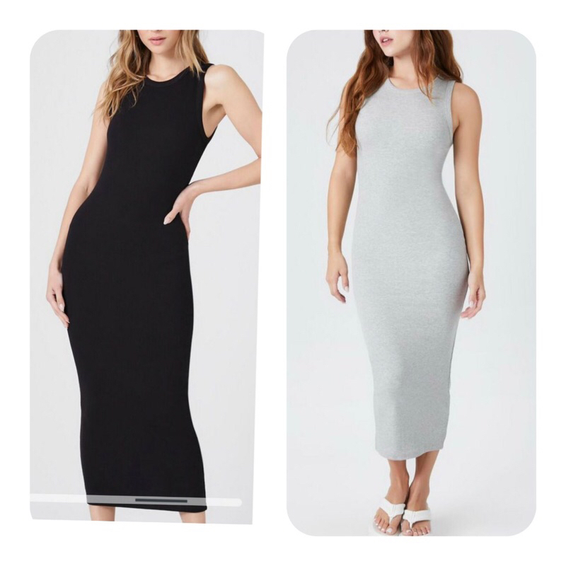 (Size S-L form ôm nhỏ) Đầm thun tăm xuất dư, F21