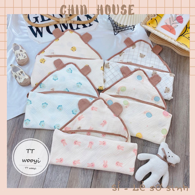 CHĂN ỦM XÔ MUSLIN WOOYI 4 LỚP CAO CẤP SIÊU MỀM MỊN AN TOÀN CHO BÉ SƠ SINH