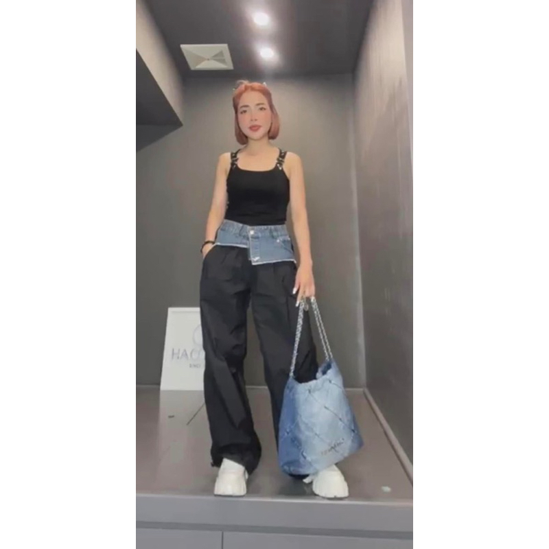 Quần chất gió thể thao pha cạp jeans hàng QCL1