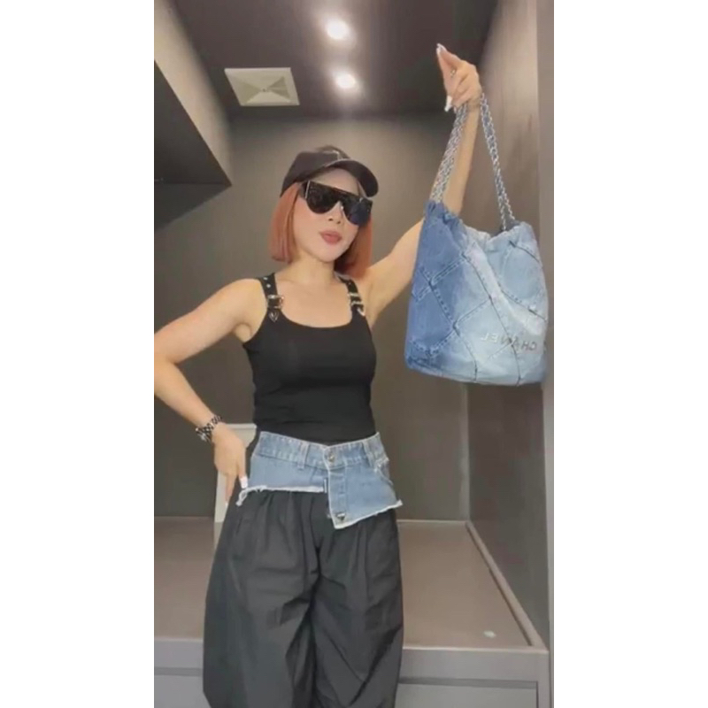 Quần chất gió thể thao pha cạp jeans hàng QCL1