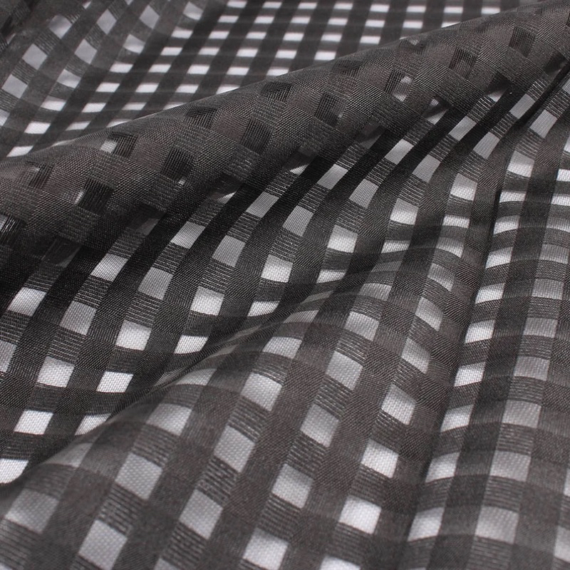 1M Vải Voan Organza Hoạ Tiết Caro May Váy Áo Kèm Vải Lót Lụa