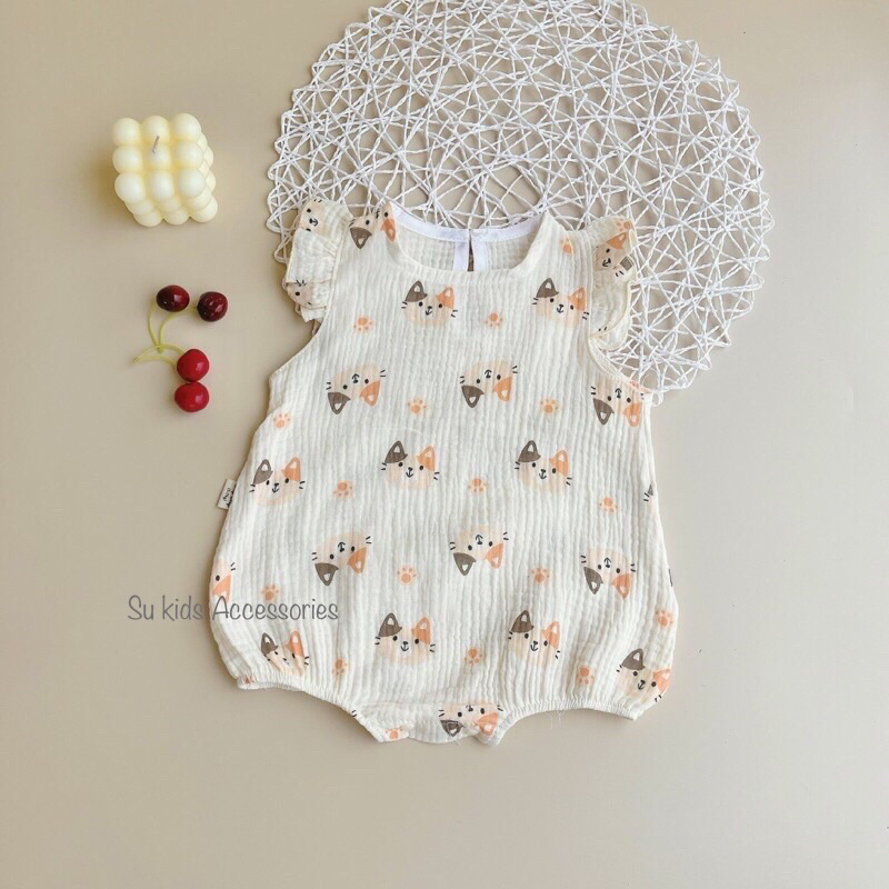 Body xô cánh tiên muslin mềm mát cho bé gái