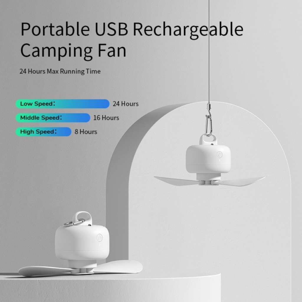 Quạt trần di động siêu nhẹ JISULIFE có điều khiển từ xa và cổng sạc USB để cắm trại