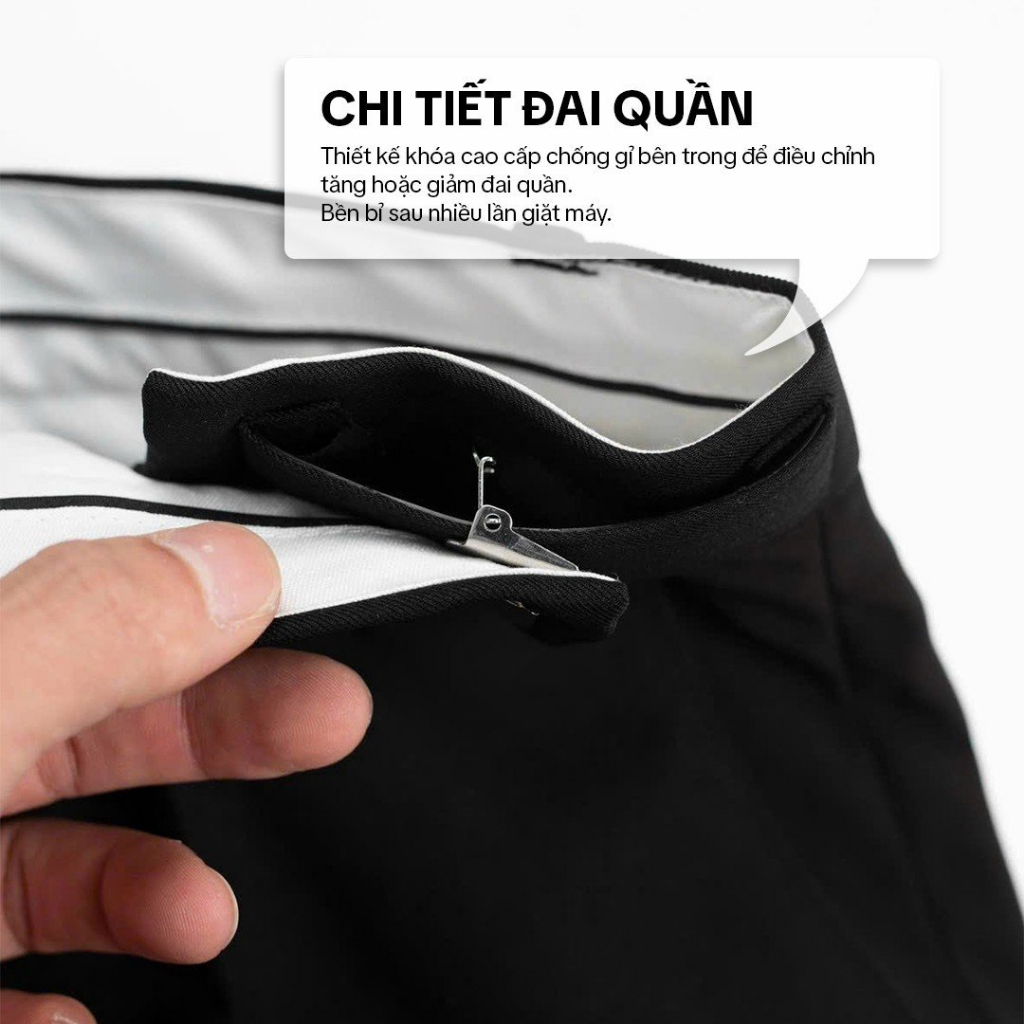 Quần tây âu Sidetab ống rộng cạp điều chỉnh phong cách Hàn Quốc ELNIDO