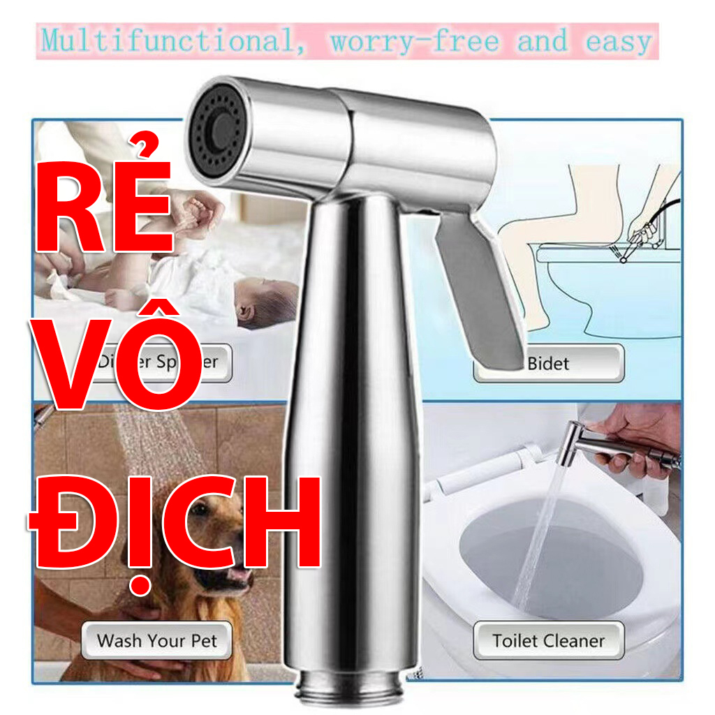 BỘ VÒI XỊT VỆ SINH INOX 304, vòi xịt toilet siêu khỏe, vòi rửa đít vệ sinh tăng áp cao cấp kèm dây và giá đỡ.