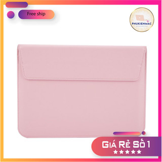Túi đựng Laptop Macbook 13/14 inch chất liệu Da PU Mềm màu hồng phấn đa công dụng