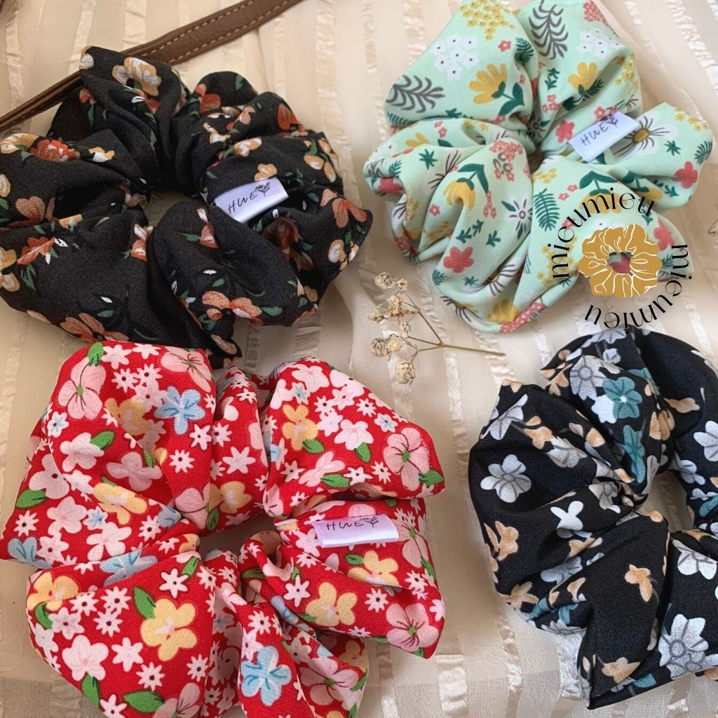 Cột tóc scrunchies handmade hoạ tiết hoa xinh xắn S1072
