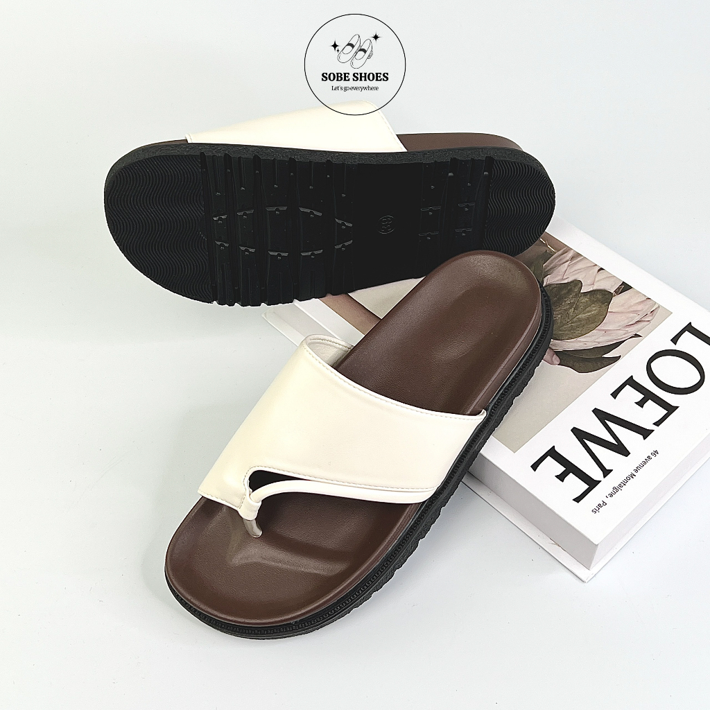 Dép Sandal Xỏ Ngón Nữ Đế Bánh Mì 3 Cm Mũi Tròn Phong Cách Thời Trang