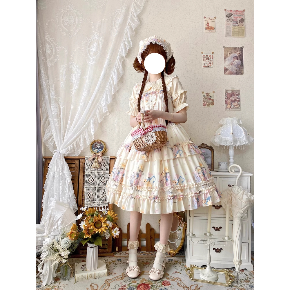 Váy lolita  jsk hoa hướng dương và mèo dễ thương