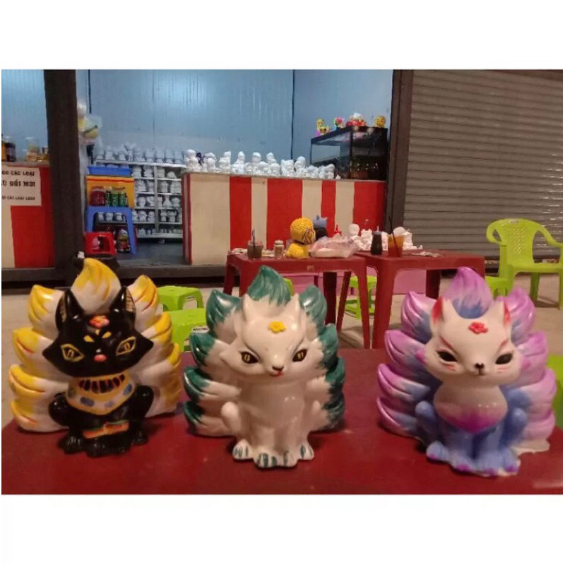 Tượng Hồ Ly tô màu thạch cao hottrend size lớn 20cm