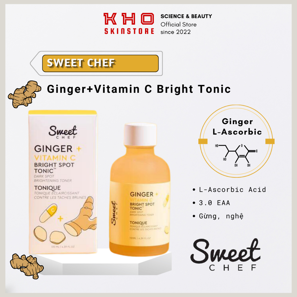 SweetChef Nước cân bằng chống oxi hóa khỏe da Ginger Vitamin C Tonic