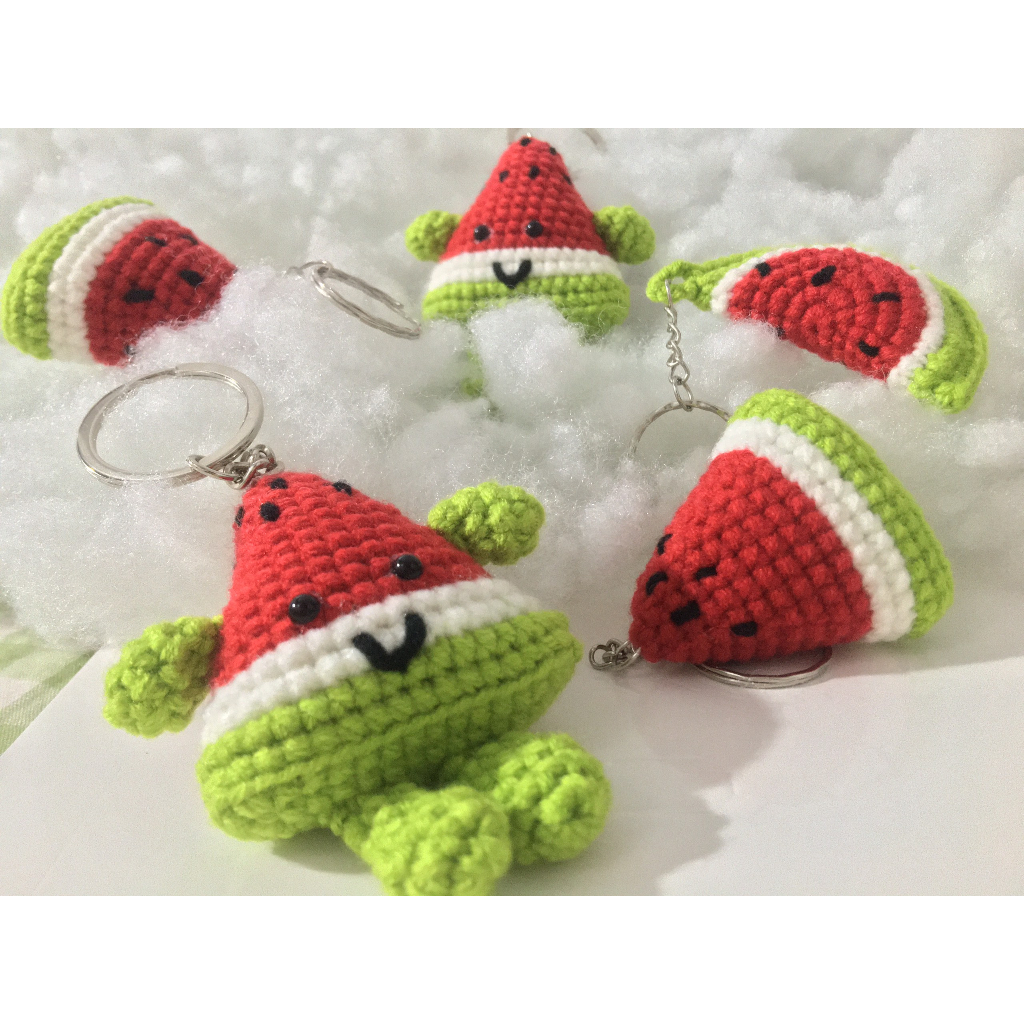 MÓC KHÓA MIẾNG DƯA HẤU BẰNG LEN 🍉🍉🍉