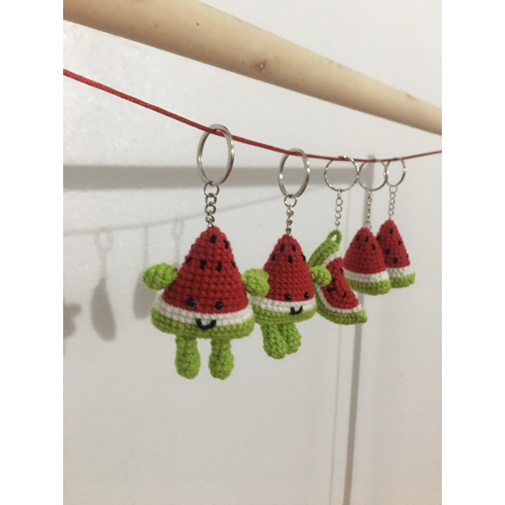 MÓC KHÓA MIẾNG DƯA HẤU BẰNG LEN 🍉🍉🍉