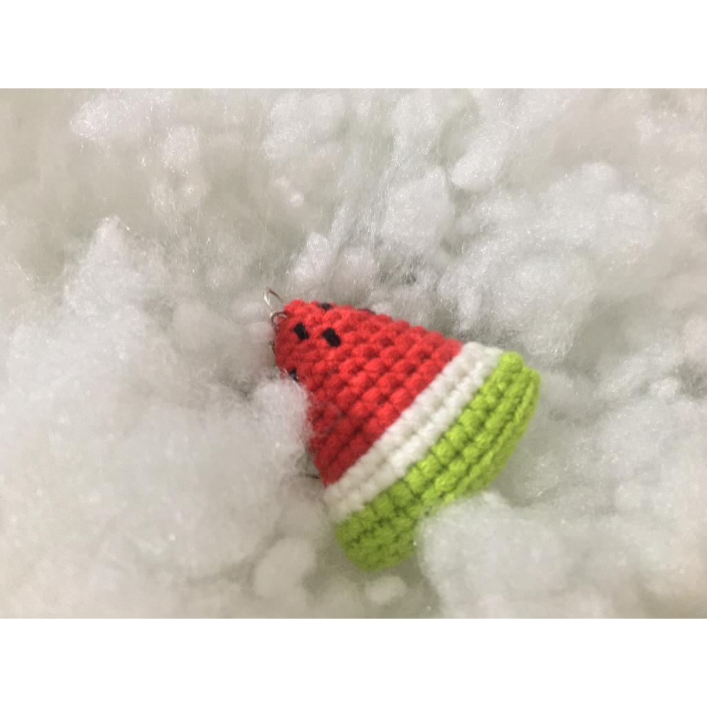 MÓC KHÓA MIẾNG DƯA HẤU BẰNG LEN 🍉🍉🍉