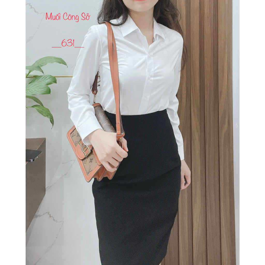 (Mã 1) Sơ mi cổ đức trắng trơn dài tay vải thấm hút tốt MCS631