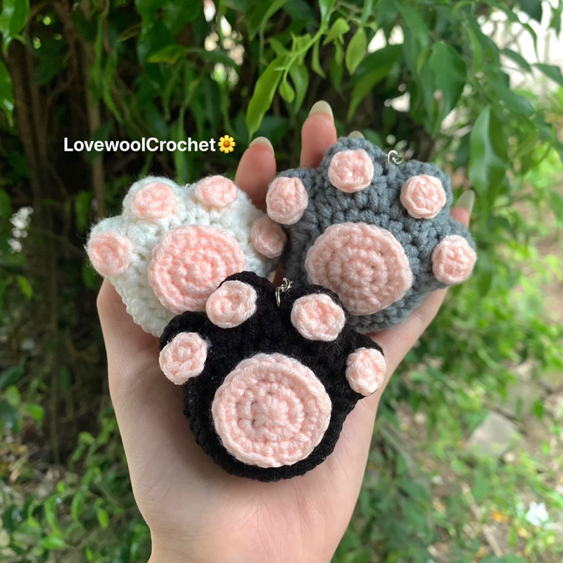 😻Móc khoá len hình tay mèo, móc khoá handmade tay mèo nhiều màu