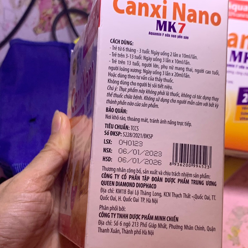 Canxi milk nano mk7 DANIPHARM, canxi cho bé ăn ngon ngủ tốt