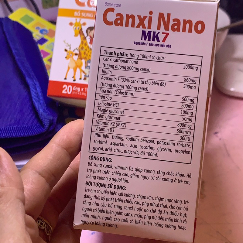 Canxi milk nano mk7 DANIPHARM, canxi cho bé ăn ngon ngủ tốt