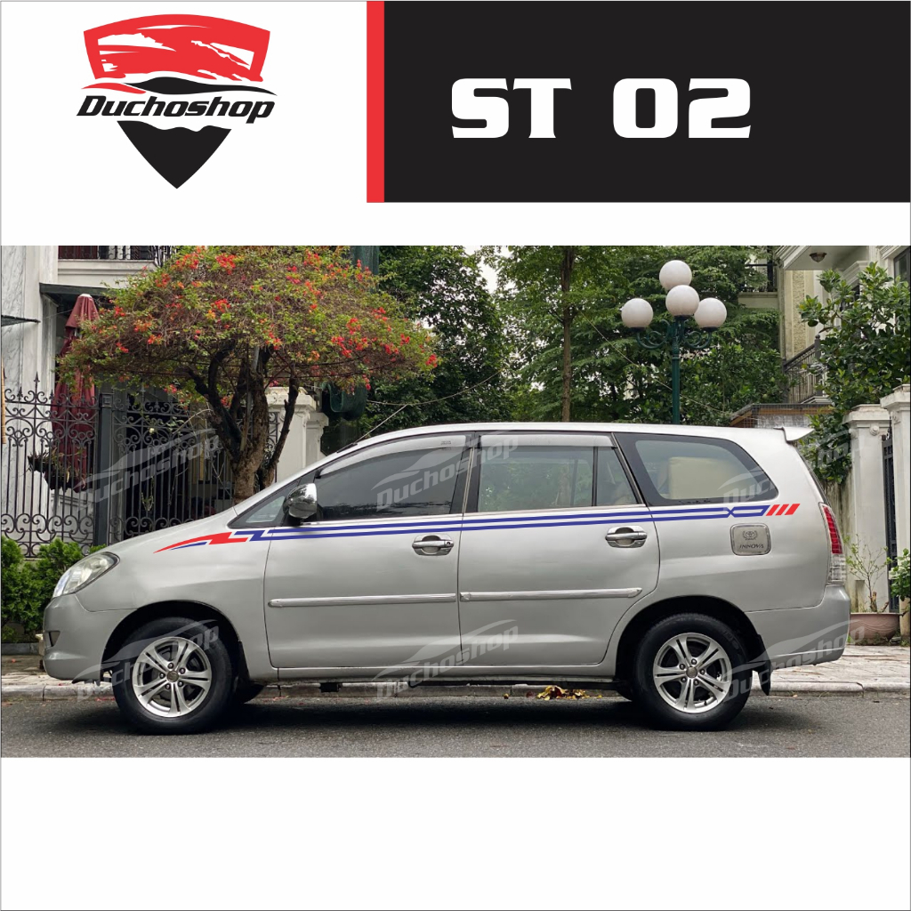 Tem dán sườn xe Innova các đời  xe 2006 đến 2023 bộ đủ 2 bên