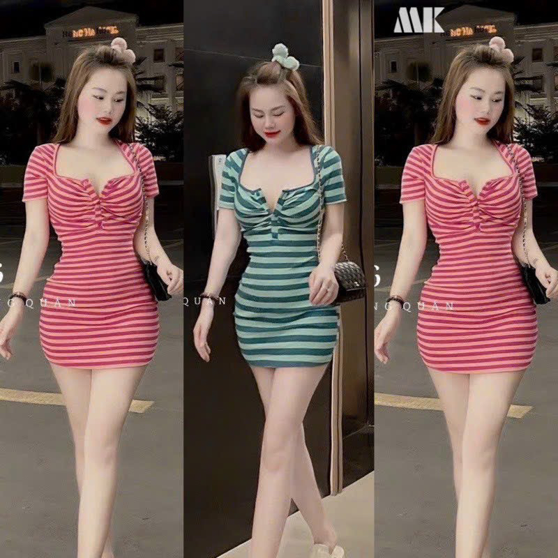 Đầm body thun gân TRIPBLE T DRESS ngắn siêu xinh - Free size