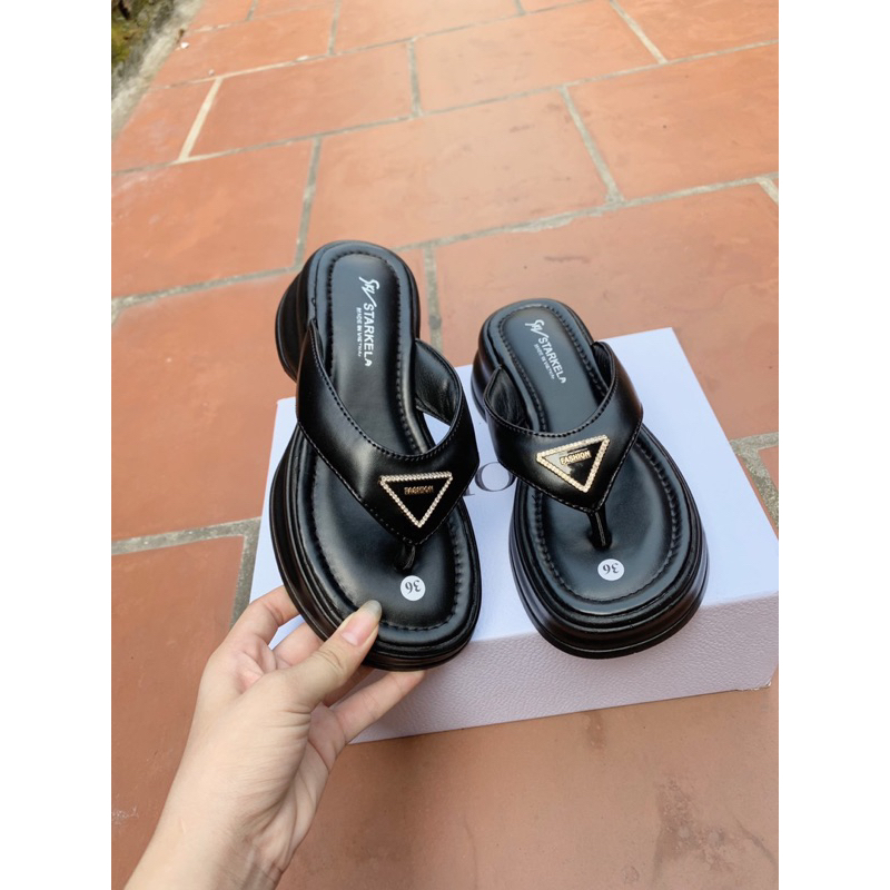 Dép Kẹp nữ Đế Cao Nữ Phiên Bản Hàn Quốc Mùa Hè Dày Đế Kim Loại Tam Giác