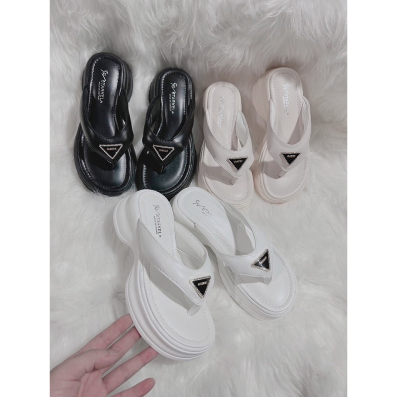 Dép Kẹp nữ Đế Cao Nữ Phiên Bản Hàn Quốc Mùa Hè Dày Đế Kim Loại Tam Giác