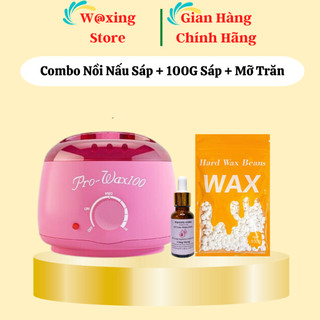 Combo nồi nấu sáp wax lông nóng +sáp wax cao cấp+mỡ trăn triệt lông