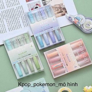 Set 4 bút highlight, bút dạ quang hộp 4 bút gradual đánh dấu nhớ dòng nhiều màu