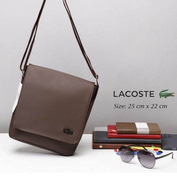 TÚI ĐEO CHÉO NAM  LACT Men's Classic Petit Piqué CHẤT LIỆU DA SI CHỐNG NƯỚC, LOGO SẮT THIẾT KẾ 1 NGĂN CHÍNH 2 ,xịn sò