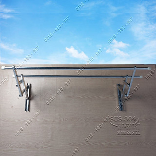 Giàn phơi xếp ống 22mm inox 304 - Giàn phơi thông minh bắt tường - Sào phơi thông minh xếp gọn 2 thanh, 3 thanh