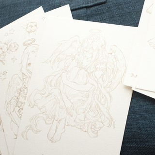 Line art cực đẹp của về Ác quỷ, Thiên sứ size a5 300gsm