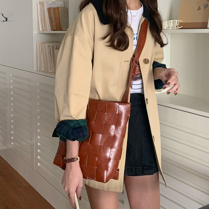 Túi xách nữ đeo chéo đan vuông đeo vai công sở đi làm đi chơi đẹp da PU ROSASO TX08