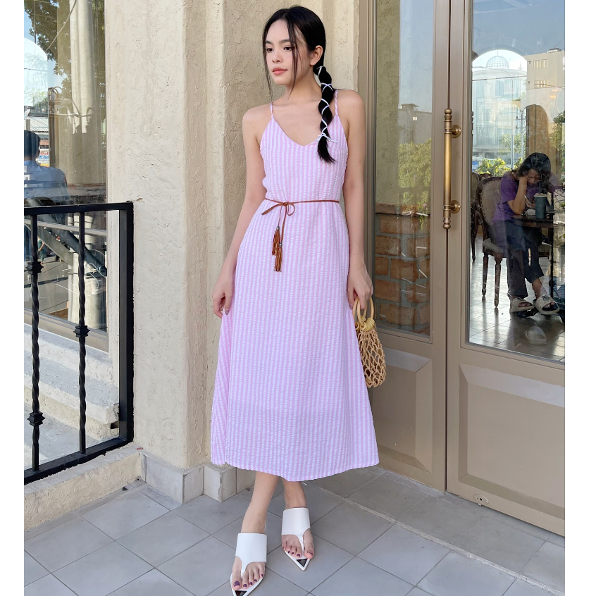 WHITELAZZ | Đầm hai dây hoạ tiết sọc - Camila Strappy Dress