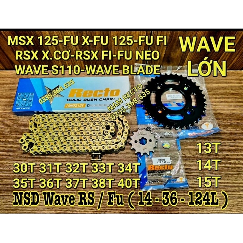 Nhông sên Dĩa wave rs,rsx x.cơ,rsx fi,wave s110,fu 125,future x,msx 125 30,31,32,33,34,35,36,37,38,40