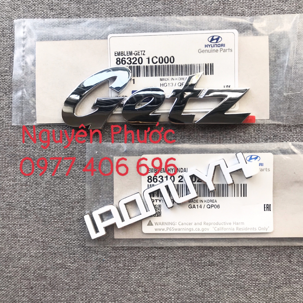 Lô gô chữ Huyndai & Getz / Hàng xịn chính hãng