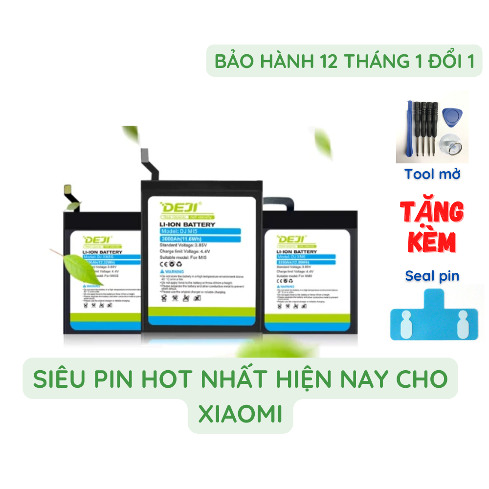 Siêu pin Xiaomi Deji cho Redmi 3 4A 4 5 5A Plus 6 7 7A 8 9 9A Go Note 2 3 4 4X 5 6 7 8 9 Pro 9S 10 11 K20 K30 Pro