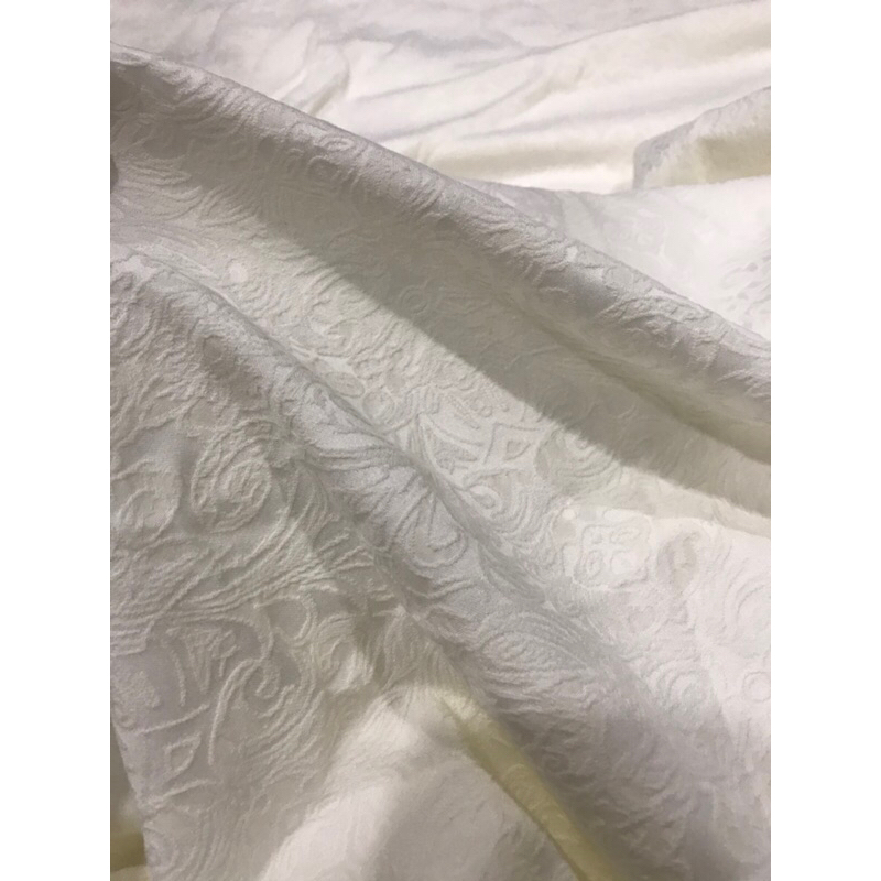 Vải Gấm Trắng Kem Hoa Văn Sang Trọng Đẹp Sangmay đầm váy ,Vest,Blazer ,Comple thiết kế thời trang