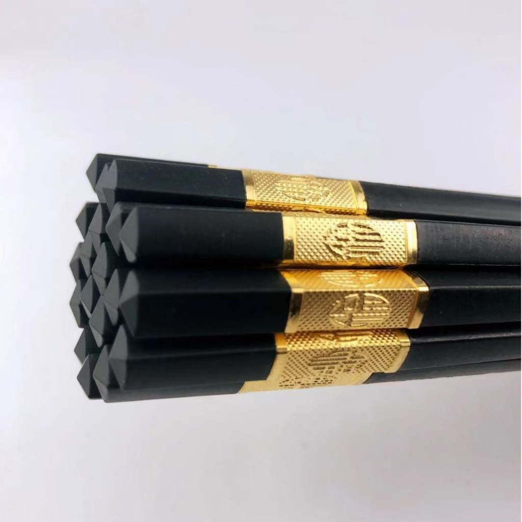 Đũa ăn cơm mạ vàng hợp kim cap cấp, Combo 10 đôi đũa Hàn Quốc sang trọng, Chống trơn tuột ẩm mốc, Chịu nhiệt 260 độ C