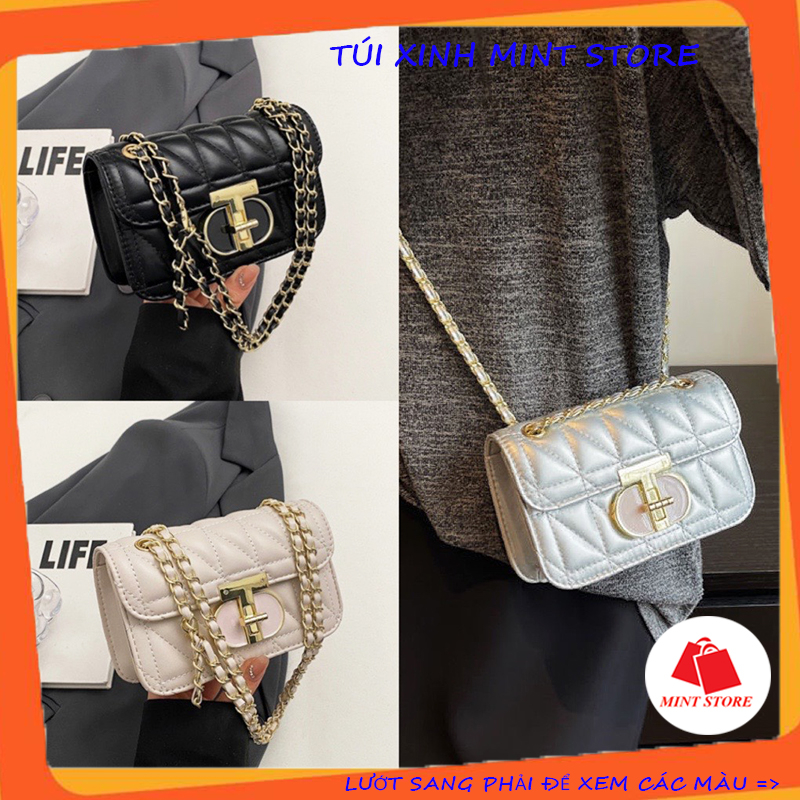 Túi xách nữ mini đeo chéo kẹp nách khóa xoay cao cấp hot trend PK 548