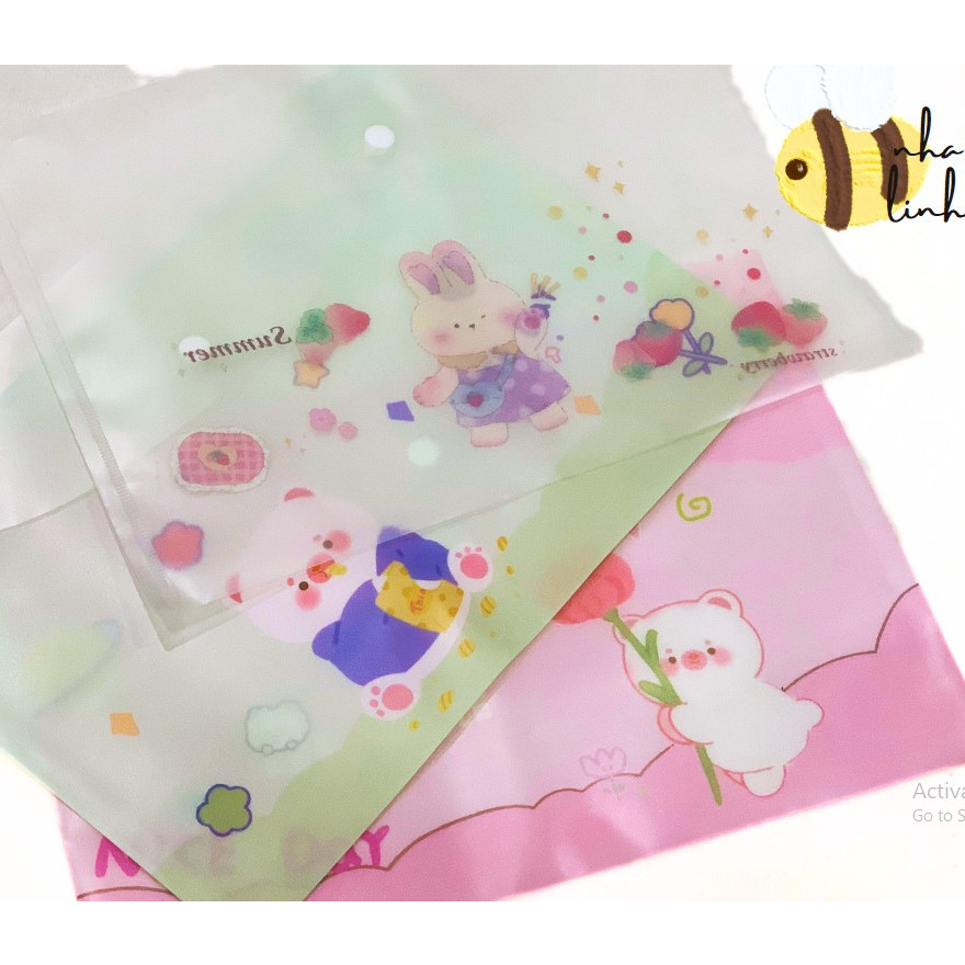 Bìa nút A4 hình gấu trong ,màu siêu xinh dễ thương cho bé