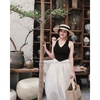 And Casually / Váy cổ tim chân váy trắng ( váy liền )