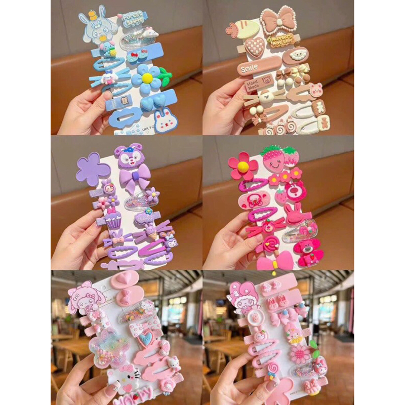 Set kẹp cặp cột tóc 14 món cho bé gái hình hoạt hình cute xinh xắn hot 2023