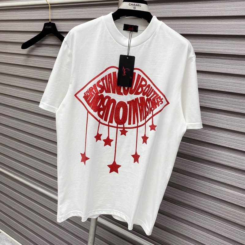 Áo Thun Nam Nữ Họa Tiết Logo Đôi Môi Kim Tuyến Cao Cấp - Áo Phông Siêu Cấp Chất Cotton Cổ Bo Dày Dặn CHào Hè 2023