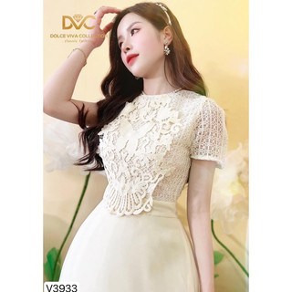 V3933 - váy xoè dáng dài màu be