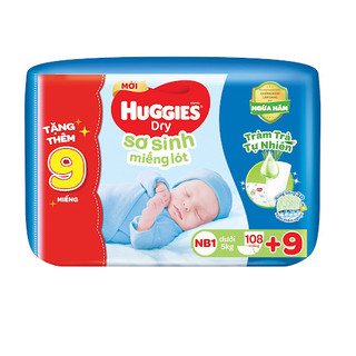 Miếng lót sơ sinh huggies nb1 108 + 9 miếng