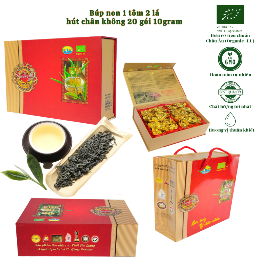 Trà biếu cao cấp - Shan tuyết Hữu cơ Châu Âu - Fìn Hồ Trà ( 20 Gói Hút chân không 10g)