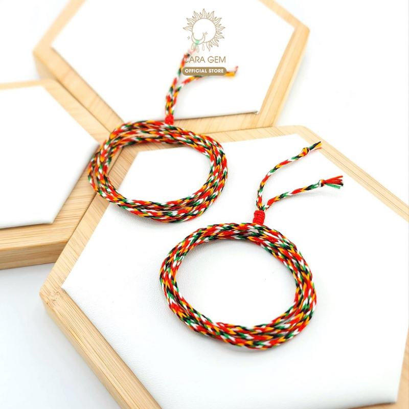 Vòng chỉ đỏ ngũ sắc cầu bình an may mắn Cara Gem CR18