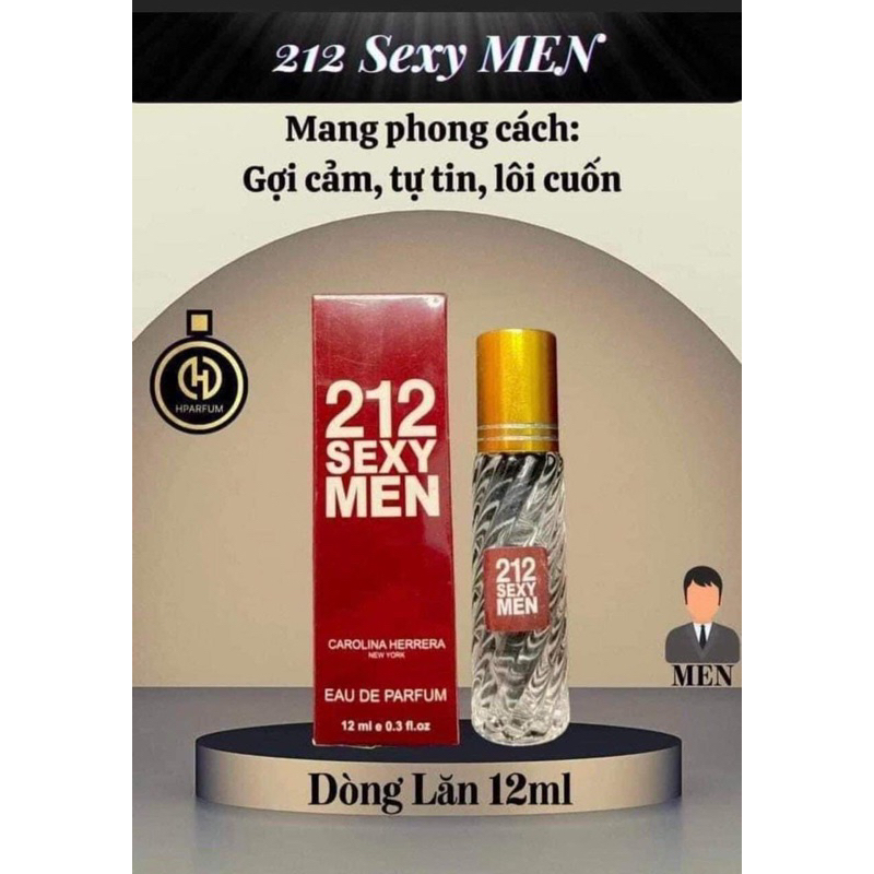 (Chính hãng) tinh dầu nước hoa 212 SEXY MEN Hparfum dạng lăn 12ml thơm lâu 12h